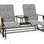 Banc oscillant gris avec sièges respirants et table stable en maille antirouille