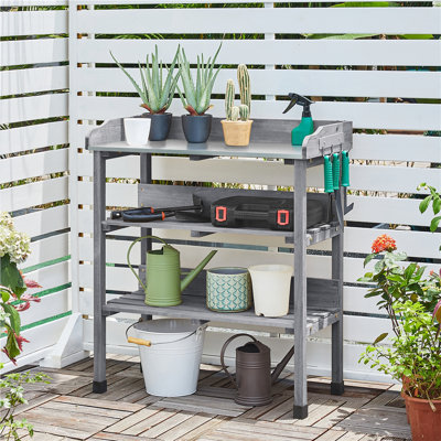 3-layer Outdoor Fir Wood Potting Bench