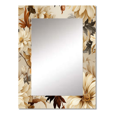 Humphries Rustic Brocade Elegance Victorian Pattern - Floral Large Mirror, Cottage Unique Wall Mirror Decor, Printed Metal Art