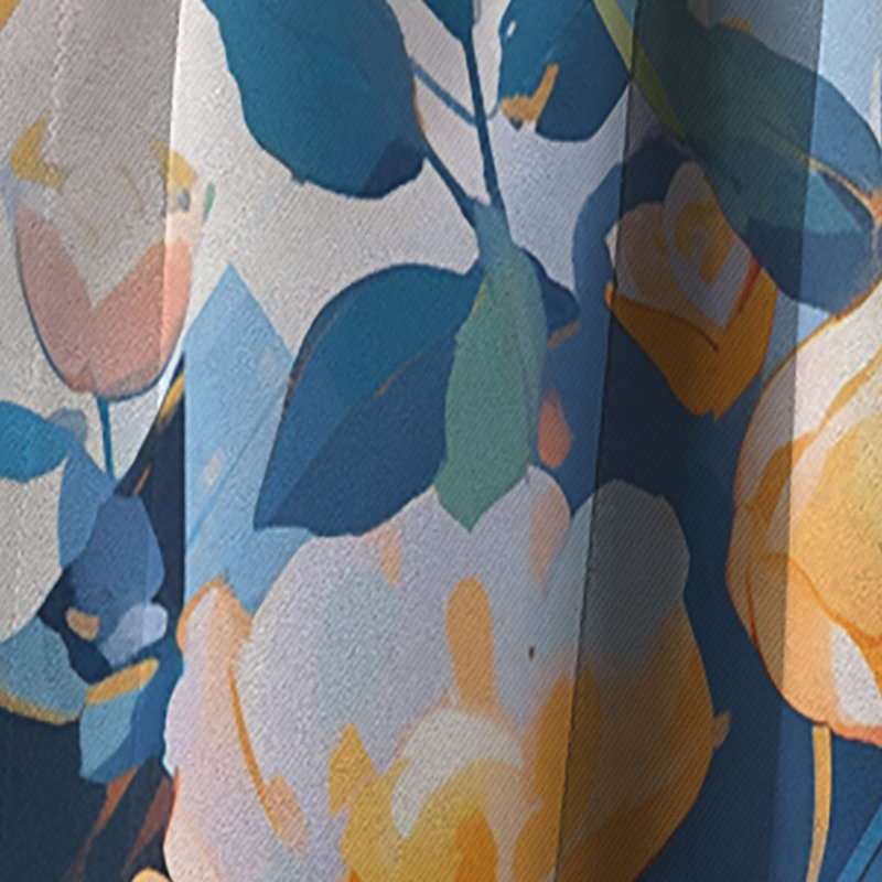 Buchtel - Peony Curtain - Blackout Floral Curtain - 1 Panels, 52" W x 84" L