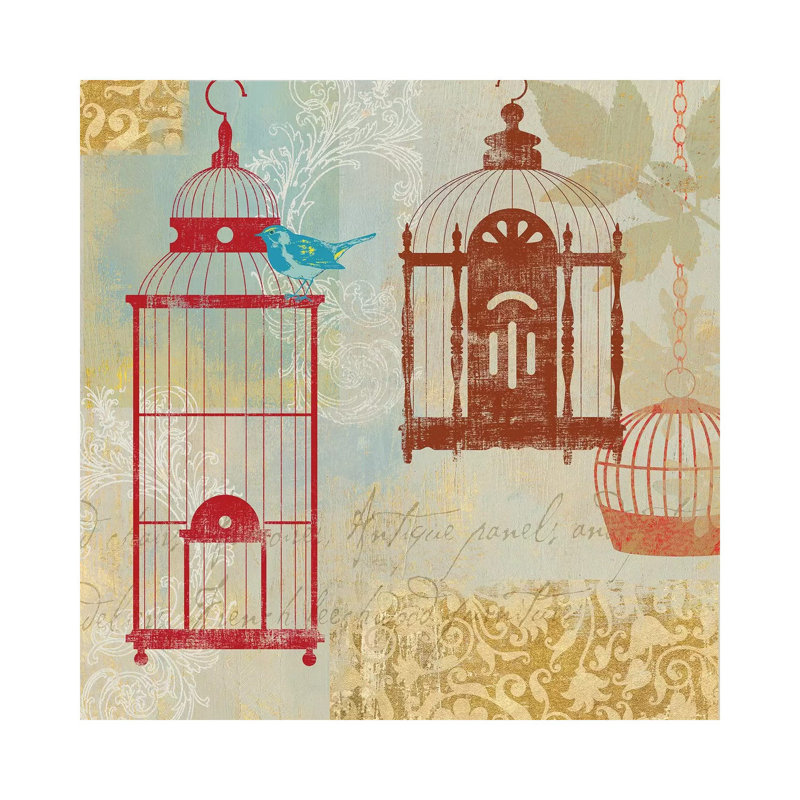 Bird On A Cage I 1 Piece Wrapped Canvas Wall Art, 30.48 cm H x 30.48 cm W