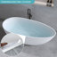 Baignoire mat 59 po à surface solide, baignoire autoportante en pierre de résine à surface solide, baignoire de trempage à surface solide blanc mat, baignoire autoportante avec trop-plein et bonde escamotable, blanc mat