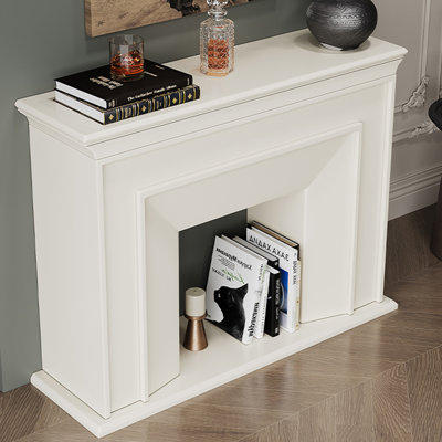 Foyer autoportant en bois massif beige