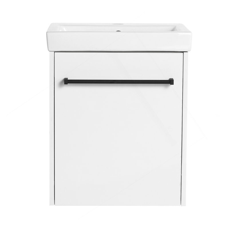 18'' Floating Wall-Mounted Bathroom Vanity With Ceramic Sink & Soft-Close Cabinet Door, For Small Bathroom, Glossy White