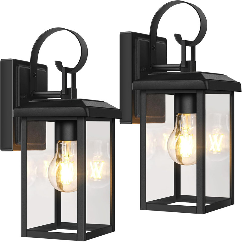 Beslowe 2-Pack Outdoor Wall Light Fixtures, Exterior Lighting Fixtures Wall Mount, Waterproof Porch Lights Outdoor, Black