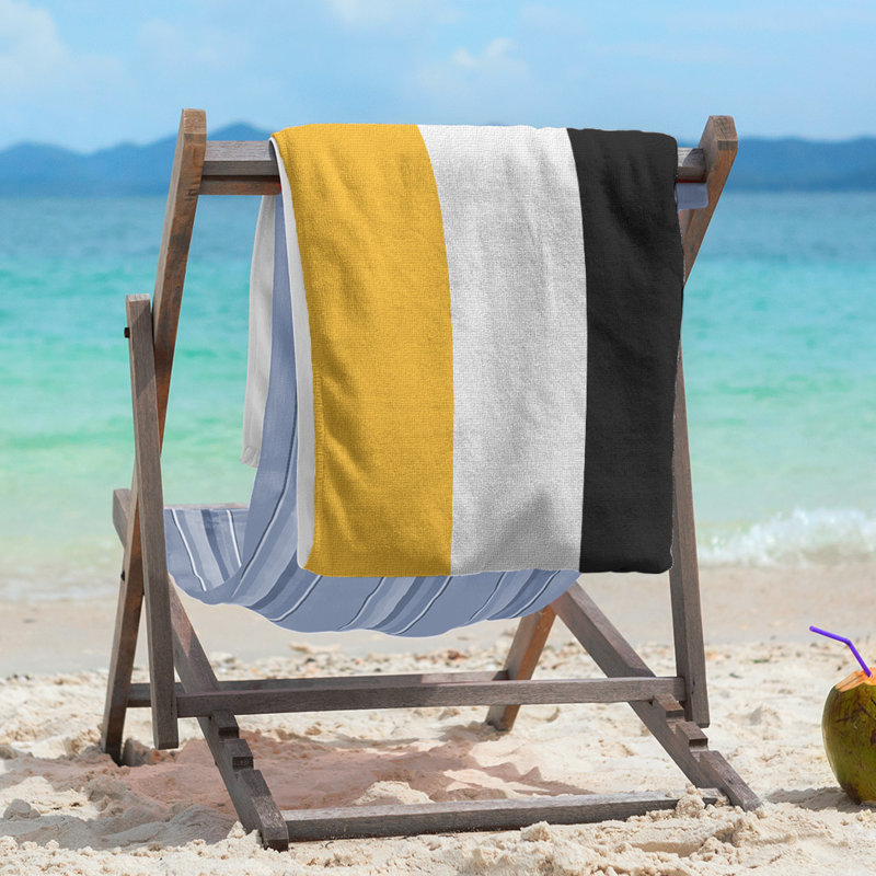 Lightweight Beach Towel, Pittsburgh Gold/White/Black, Poly/Cotton
