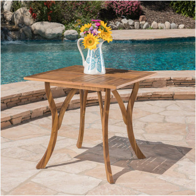 Table de salle à manger d'extérieur carrée en bois d'acacia - L 31,50 po x l 31,50 po x H 30,00 po - brun naturel