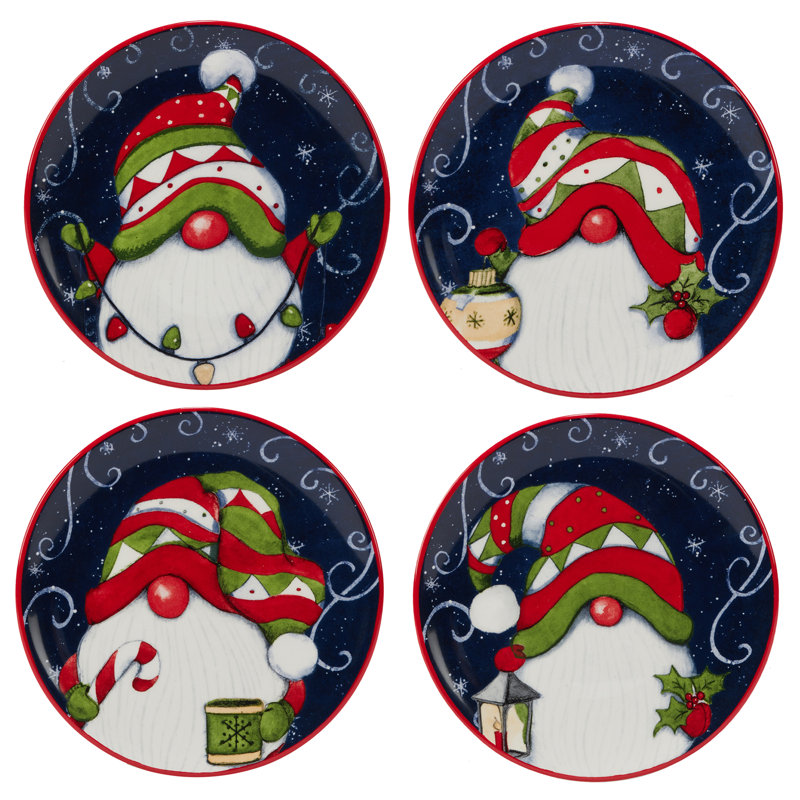 Ensemble de 4 assiettes à gnomes certifiées International Holiday