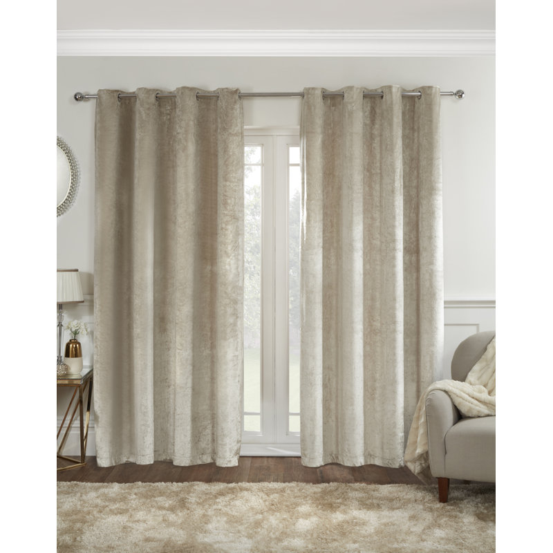SHIMMER VELVET WAFFLE WEAVE Najeem 100% Polyester Room Darkening Eyelet Curtain Pair, 183 W x 168cm D cm