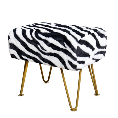 Faux Fur Upholstered Ottoman