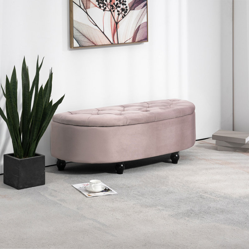 Uyen Polyester Blend Upholstered Storage Bench, Pink