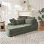 Canapé-lit 78,5 pouces en velours côtelé semi-circulaire 2 en 1, avec coussin pour le cou et cinq coussins décoratifs dans le salon-1994936165