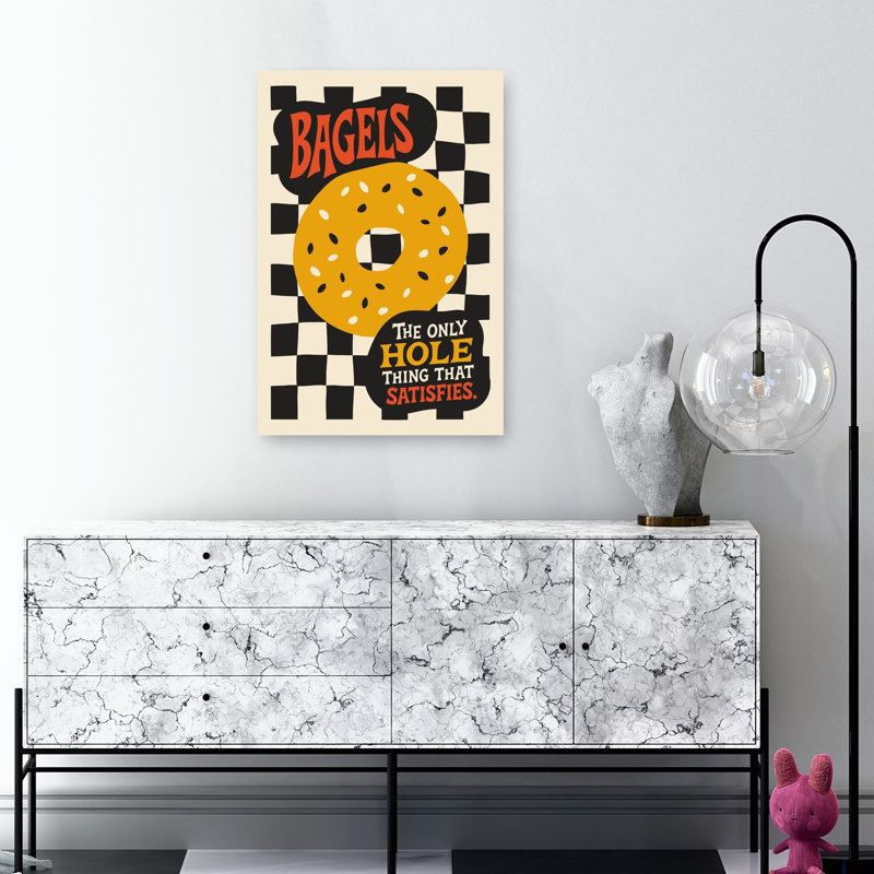 «Retro Bagel Quote Playful Retro», reproduction d'art murale, H 36 po x l 24 po