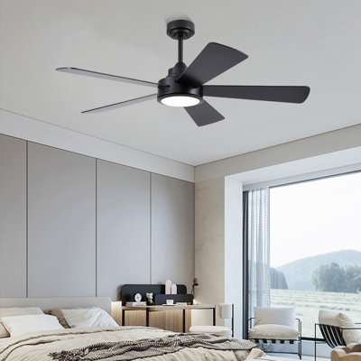 52" Modern 5-blade Downrod Ceiling Fans With Lights And Remote
