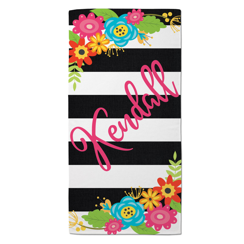 Serviette de plage florale à rayures Dhruv