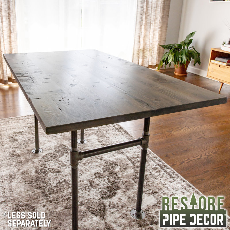 Boulder Black Pine Solid Wood Dining Tabletop, 60" x 36"