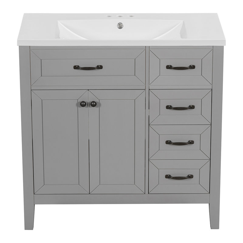 Meuble-lavabo simple avec plateau Mytien 35,99, Noir, Gris