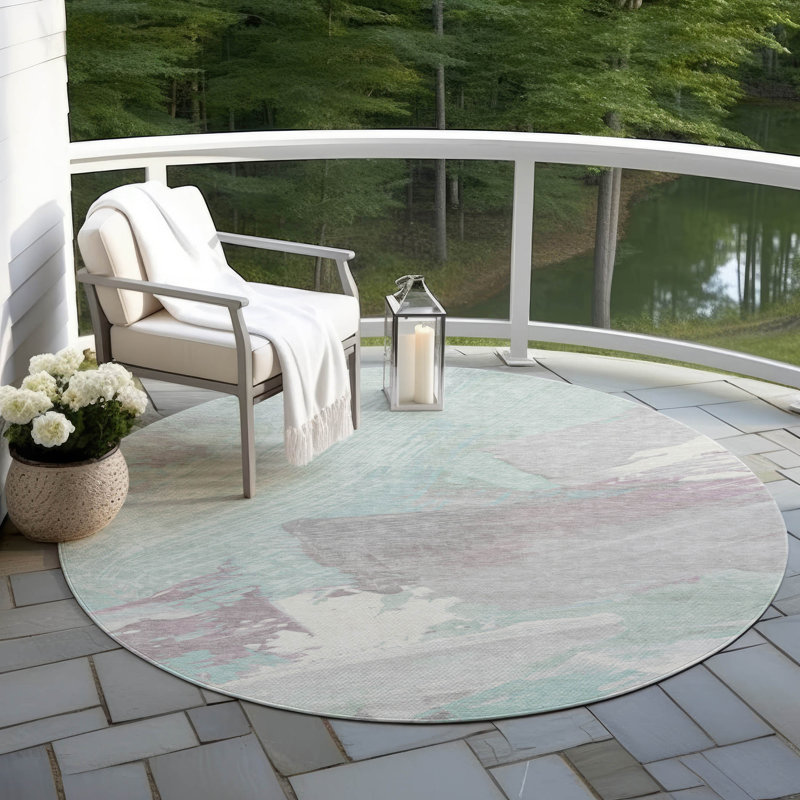 Tapis intérieur / extérieur bleu Lanariyah , 8 pi x 8 pi
