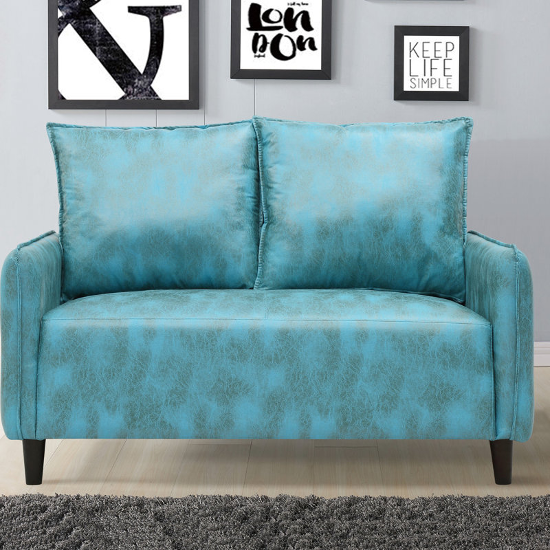 Causeuse à accoudoirs carrés 51,6 po Jordyn, Bleu