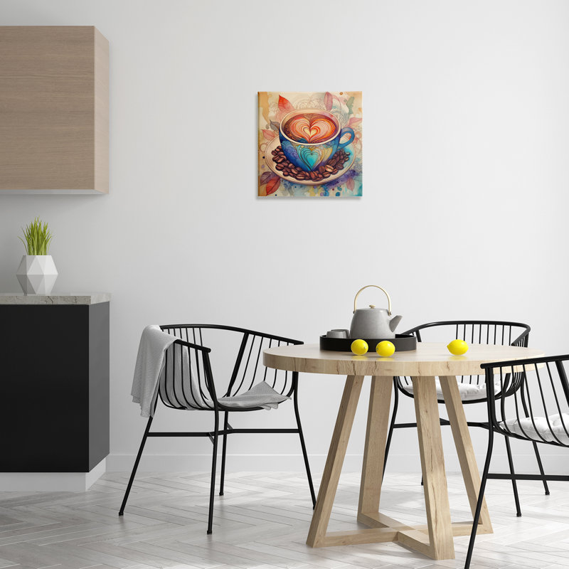 Coffee Beans & Latte Canvas Wall Art by Alina Georgescu bp-795_CN, H 17 po x l 17 po
