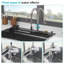 Évier de cuisine à chute d'eau à montage sur plan - éviers de cuisine à rebord à cuve simple en acier inoxydable de calibre 16 et 33 po 22 po avec robinet coulissant et laveuse à gobelets-117845482