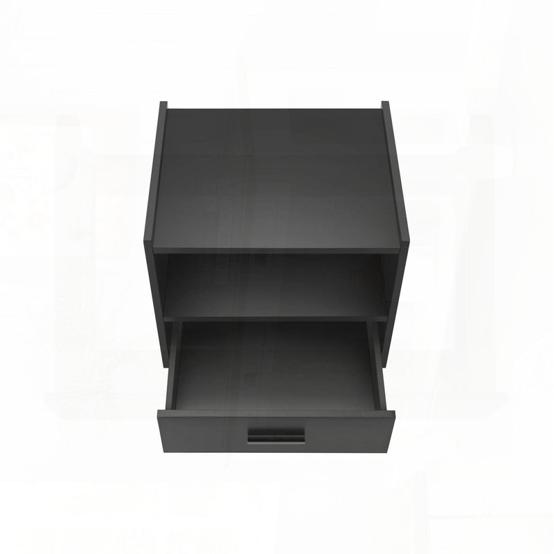 Table d'appoint avec tiroir de rangement et casier ouvert - stratifié noir, H 24 po, Noir