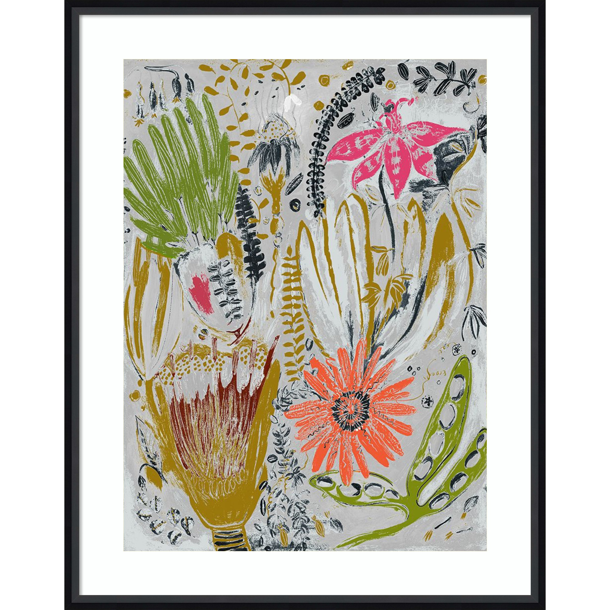 Tropical Blooms by Maya Woods, Black, 26" W x 33" H