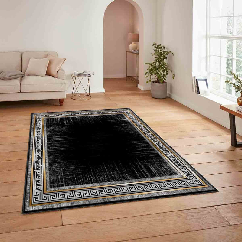 High-Quality Woven Carpet, 3.3 x 5.9 Feet | 100% Polyester, 740 g/m² | Non-Slip Felt Dot Underside, 0.2 in Pile Height | Machine Washable, Easy to Clean, Ideal for Living Rooms & Bedrooms, Stylish Digital Print
