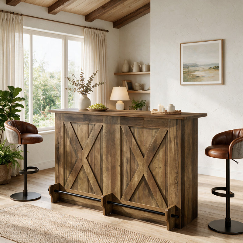 Bar Home avec tablettes à 2 niveaux, Brun