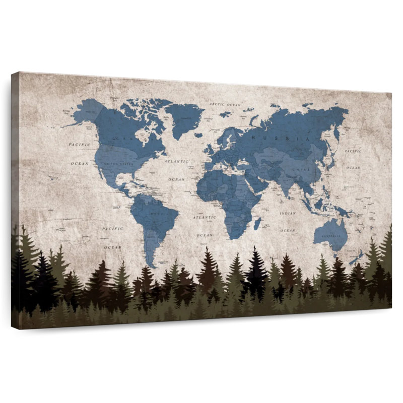 Carte du monde géographique Keiri VII, H 20 po x l 30 po