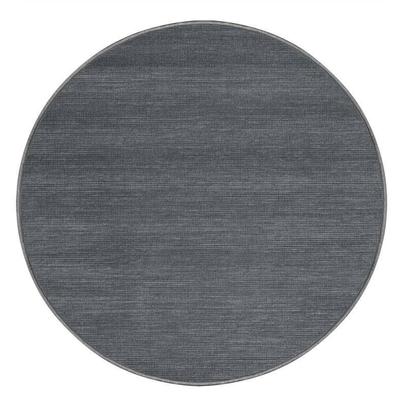 Tapis gris uni lavable à la machine, Rond 5 pi