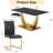 Modern Dining Table Set For 4,Rectangular Pedestal Dining Table With Chairs-320258871-320258857