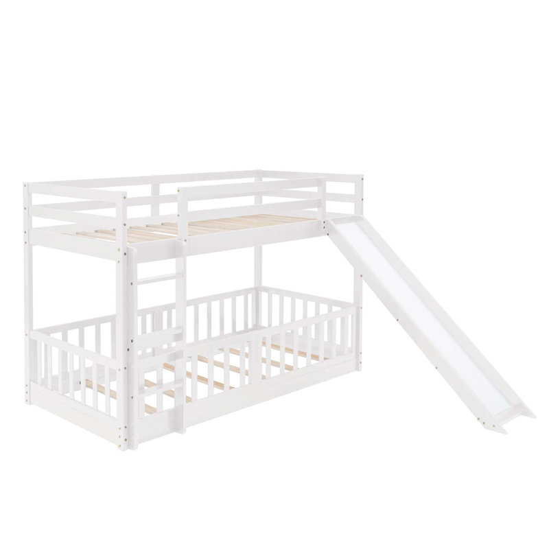 Lit superposé avec glissoire et échelle, Blanc
