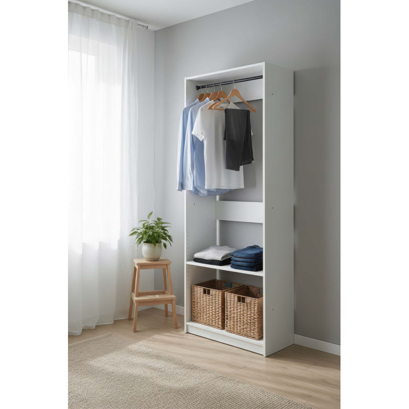 32" White Wood Walk-In Closet With One Rod