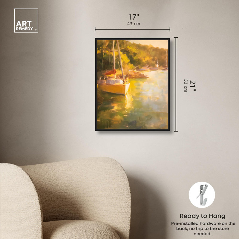 «Floating in Tranquility I», peintures sur toile par Art Remedy, Cadre flottant noir, H 21 po x l 17 po
