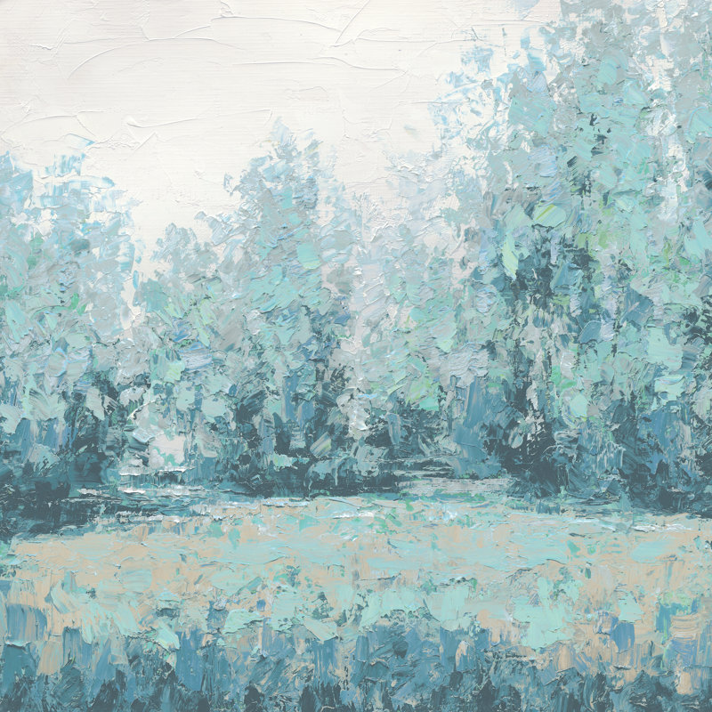 Textured Abstract Treescape Mint 2 - Wrapped Canvas Painting, 30cm H x 30cm W x 3.8cm D