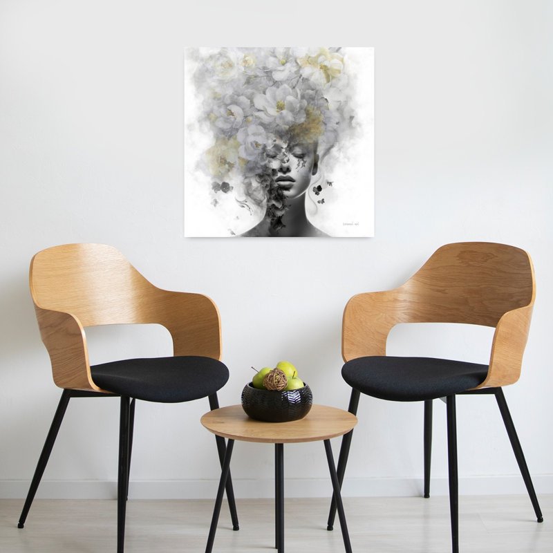 Printemps caché abstrait éthéré contemporain rose, art floral, H 24 po x l 24 po