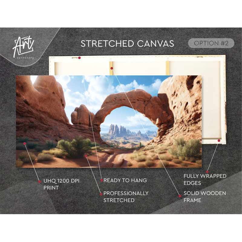 Parc national des Arches, Utah, art mural horizontal, impression de voyage à l'aquarelle, H 20 po x l 40 po x P 1,5 po