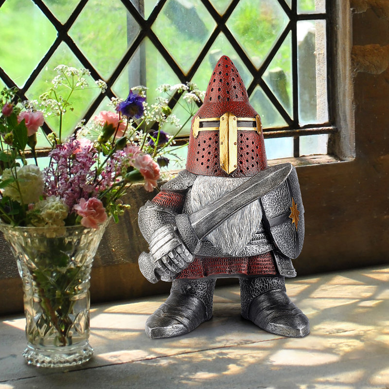 Medieval Knight Gnome Warrior Statue
