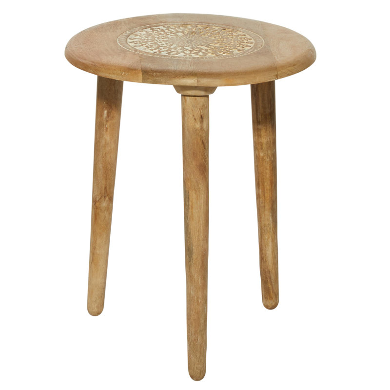 Table d'appoint florale anthracite sculptée à la main Anthea, Brun clair