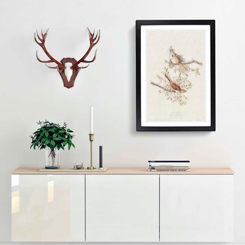Song Sparrows by John Audubon - Picture Frame Painting Print, 65cm H x 48cm W x 2cm D, Black Framed