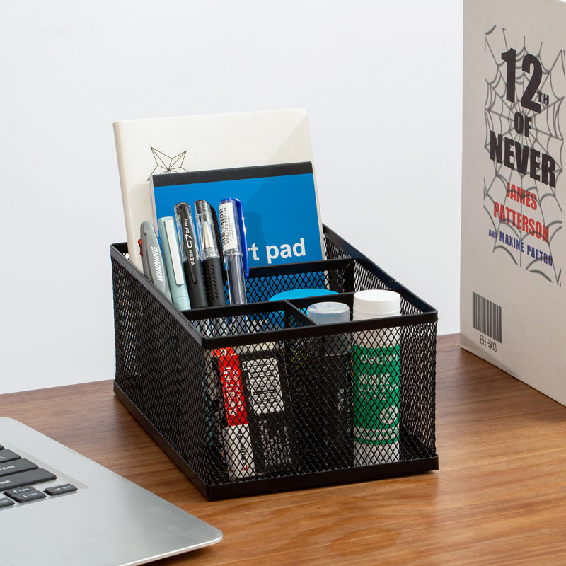 Jenai 4-Slot Metal Mesh Desk Organizer