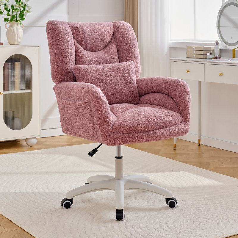 Fauteuil de bureau Teddy, Ivoire ivoire, Rose