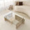 Table basse Elegant Modern, couleur travertin, 41,3 po x 11,8 po x 25,6 po | 100% plateau en verre et 100% panneau de particules recouvert de mélamine, épaisseur: 0,7 pouce | Ajout élégant pour le salon et les espaces contemporains
