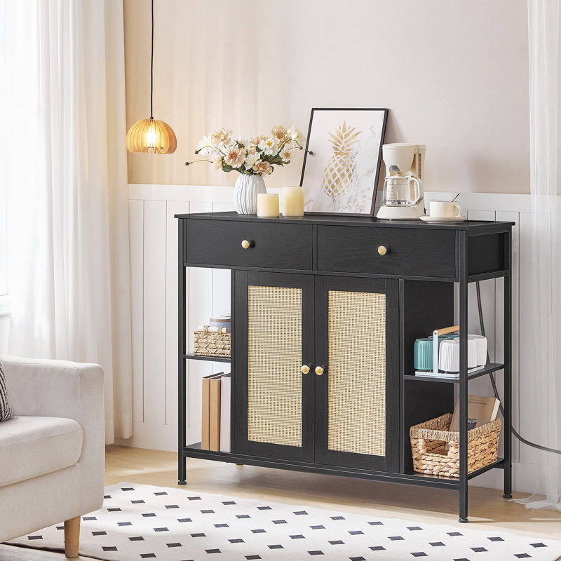 42.5"W Sideboard Cabinet with Charging Station, Kitchen Buffet Cabinet with 2 Drawers
