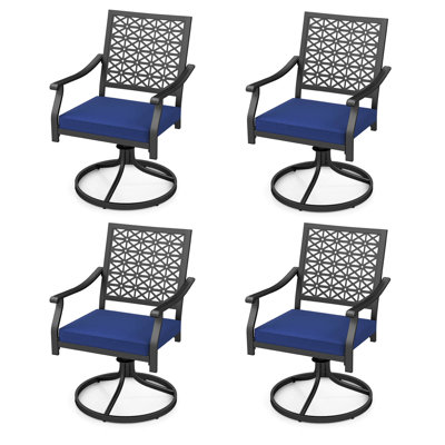 4 Pcs Outdoor Swivel Chairs Patio Dining Chairs With Padded Cushions High Back