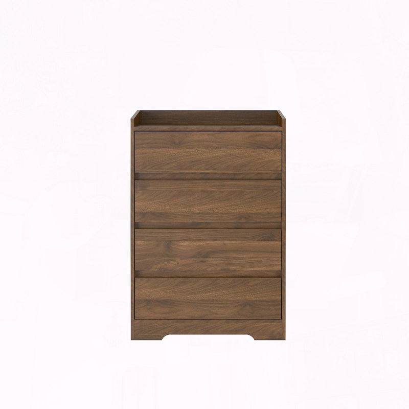 Commode moderne à 4 tiroirs avec cadre robuste, Bois foncé
