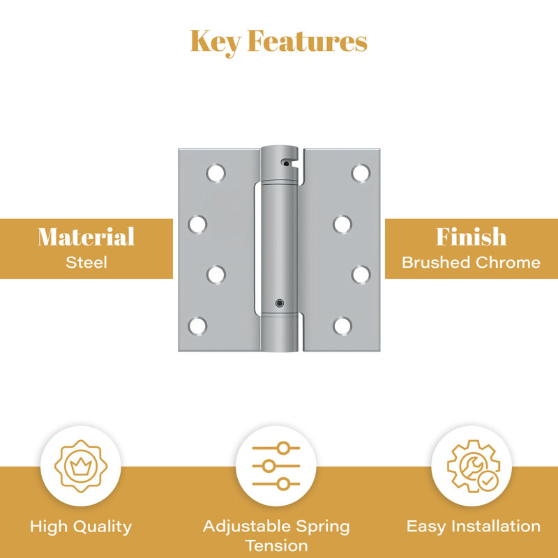 64'' x 64'' Steel Surface Mount Hinge, Brushed Chrome