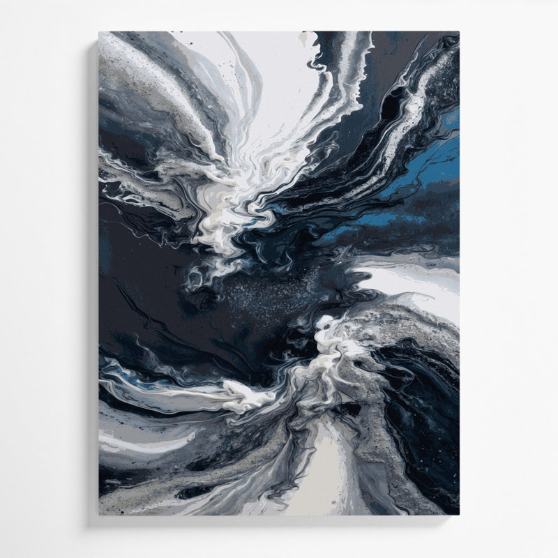 Abstrait art fluide sur toile grise 18, H 20 po x l 16 po