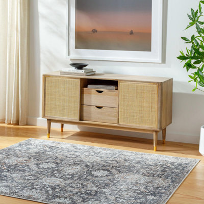 Vivir x Livabliss Lorelai Slate Blue Machine Washable Area Rug